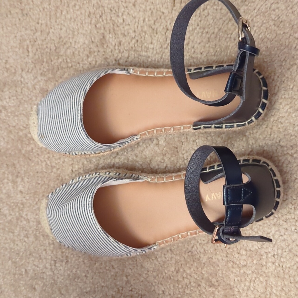Old Navy Blue and White Stripe Sandals Espadrilles
